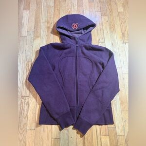 Purplish red Zip-Up Hoodie with Logo #722